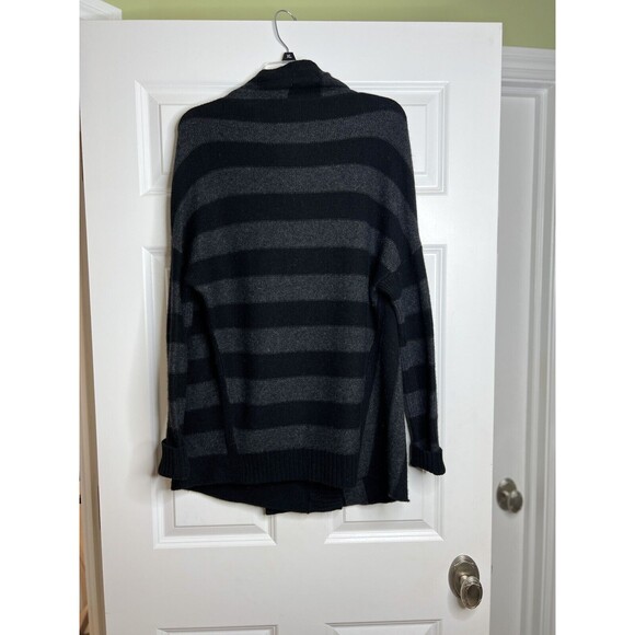 Vince Cashmere Blend Black Stripe Knit Wrap Cowl Neck Cardigan Sweater Size S - Picture 11 of 12